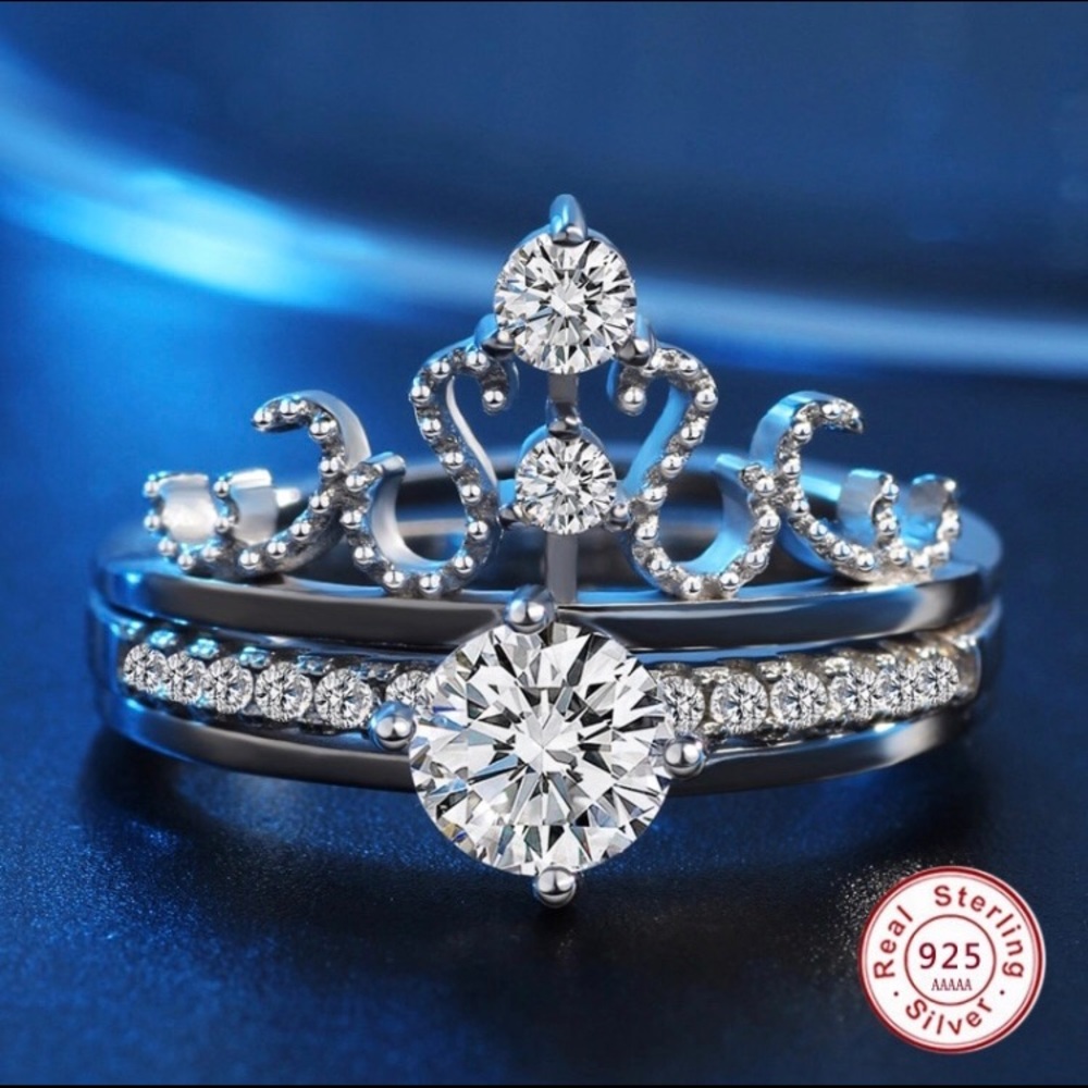 Ladies Princess Queen Diamond Crown Ring